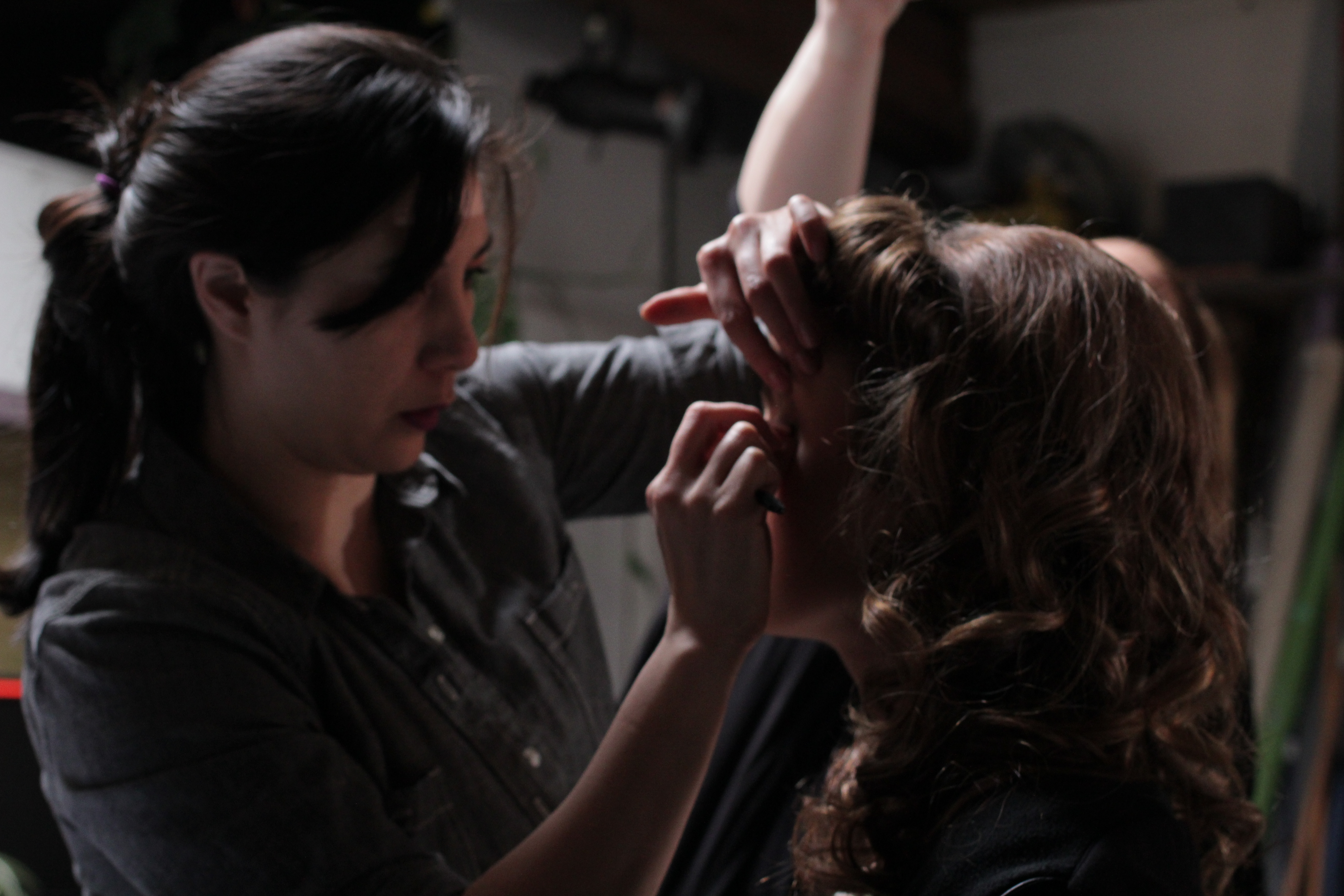 'Cole Phoenix' and make-up artist 'Amber Crombach' getting ready for promotional photoshoot.