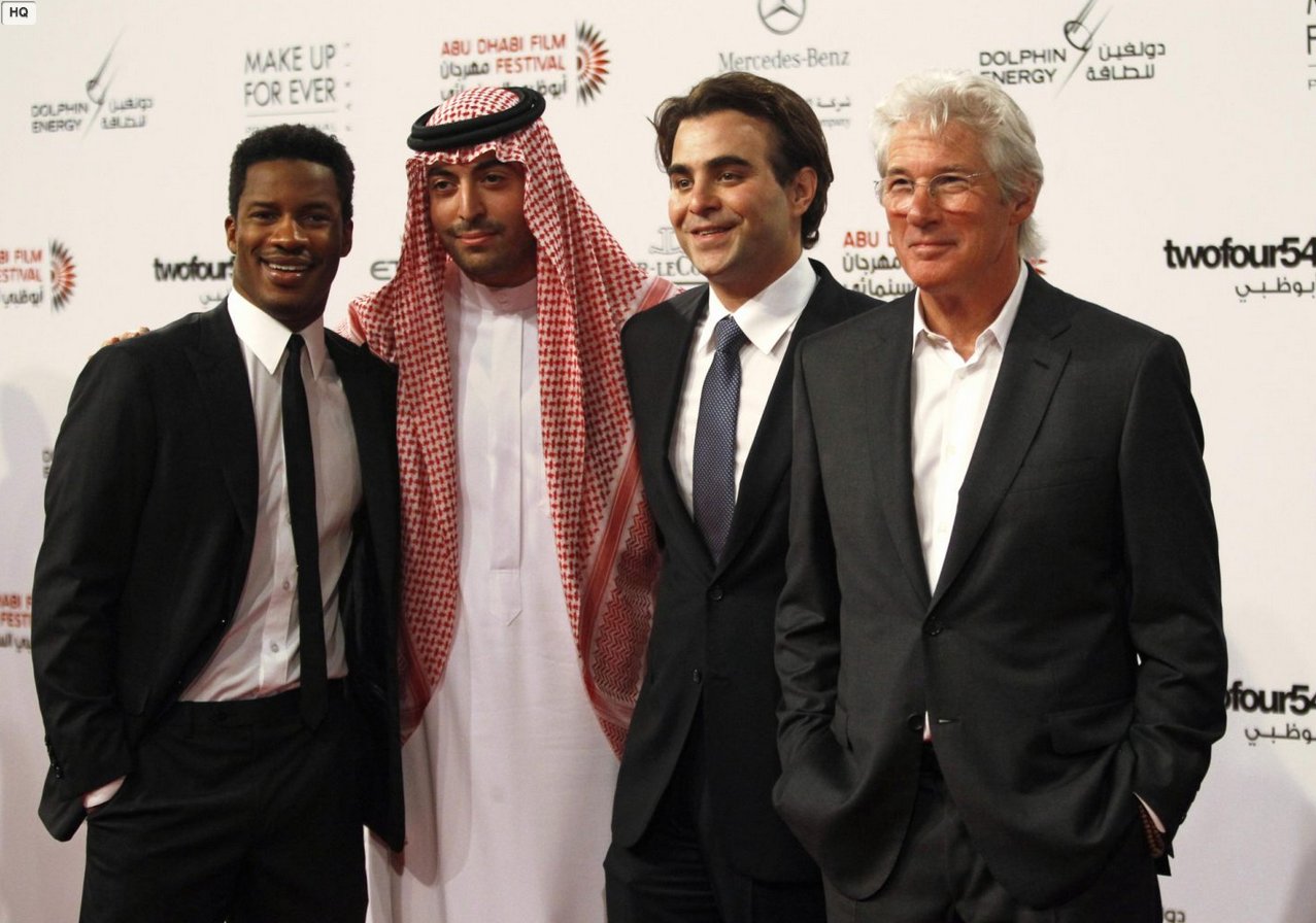 ABU DHABI, UNITED ARAB EMIRATES - OCTOBER 11: (L-R) Nate Parker, Mohammed Al Turk,i Nicholas Jarecki and Richard Gere at the Abu Dhabi Film Festival 2012 at Emirates Palace on October 11, 2012 in Abu Dhabi, United Arab Emirates.