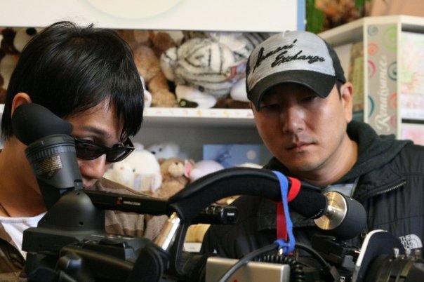 Director Yu Kim and D.P L.T. on the set