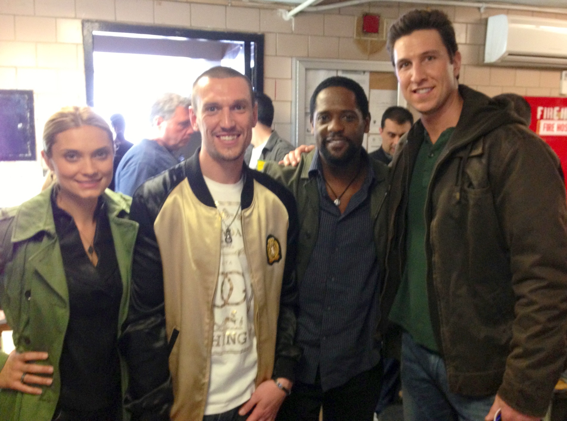 Spencer Grammer, Patrick Brana, Blair Underwood and Pablo Schreiber on the set of NBC's IRONSIDE.