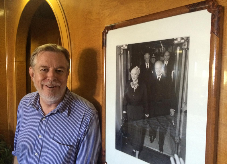 Filming in the Winston Churchill suite on The Queen Mary for 'Haunted America' directed by Brendan Wynne.