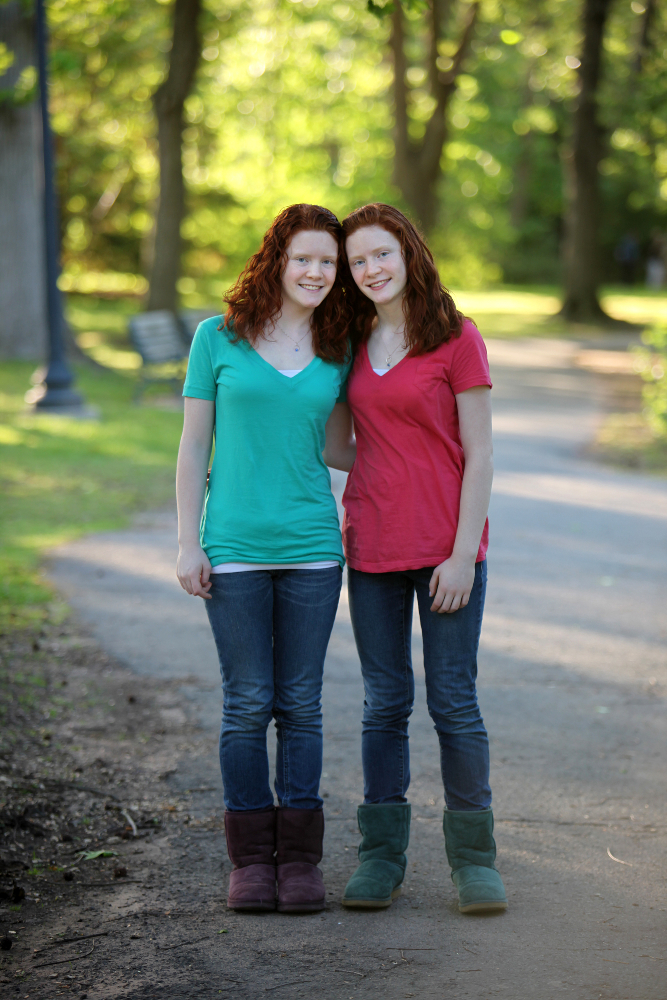 Grace and her twin sister at a photo shoot in the spring of 2010.