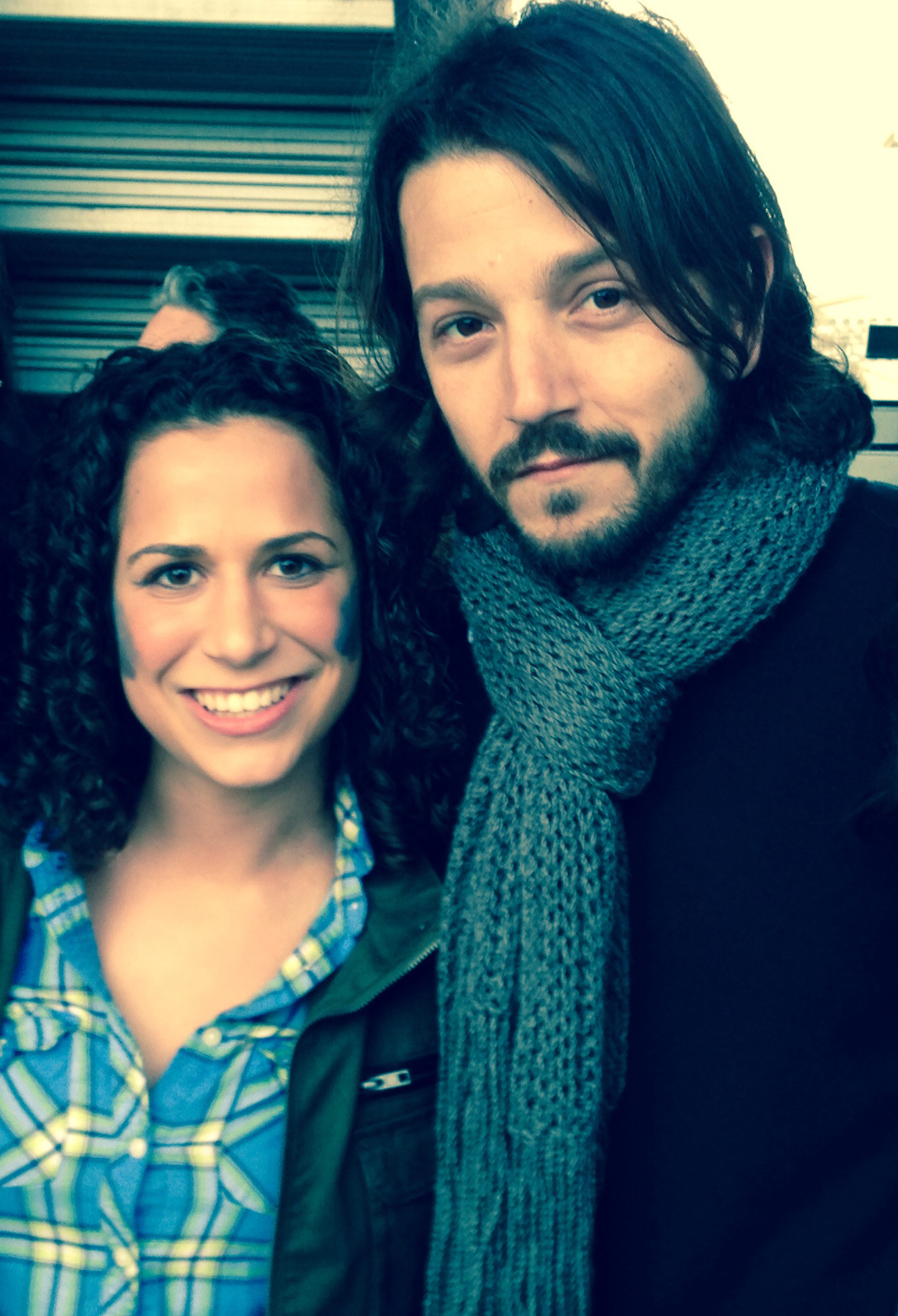 Abby on set with Diego Luna for a Honda commercial for the World Cup.