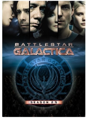 Mary McDonnell, Edward James Olmos, Jamie Bamber, James Callis, Katee Sackhoff and Tricia Helfer in Battlestar Galactica (2004)