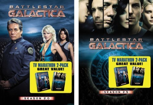 Mary McDonnell, Edward James Olmos, Jamie Bamber, James Callis, Grace Park, Katee Sackhoff and Tricia Helfer in Battlestar Galactica (2004)