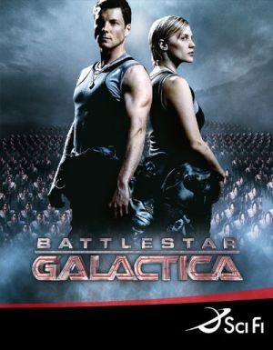 Jamie Bamber and Katee Sackhoff in Battlestar Galactica (2004)