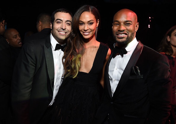 (L-R) Mohammed al-Turki, Joan Smalls and Tyson Beckford attends the 2014 Victoria's Secret Fashion Show On December 2, 2014 in London, England.