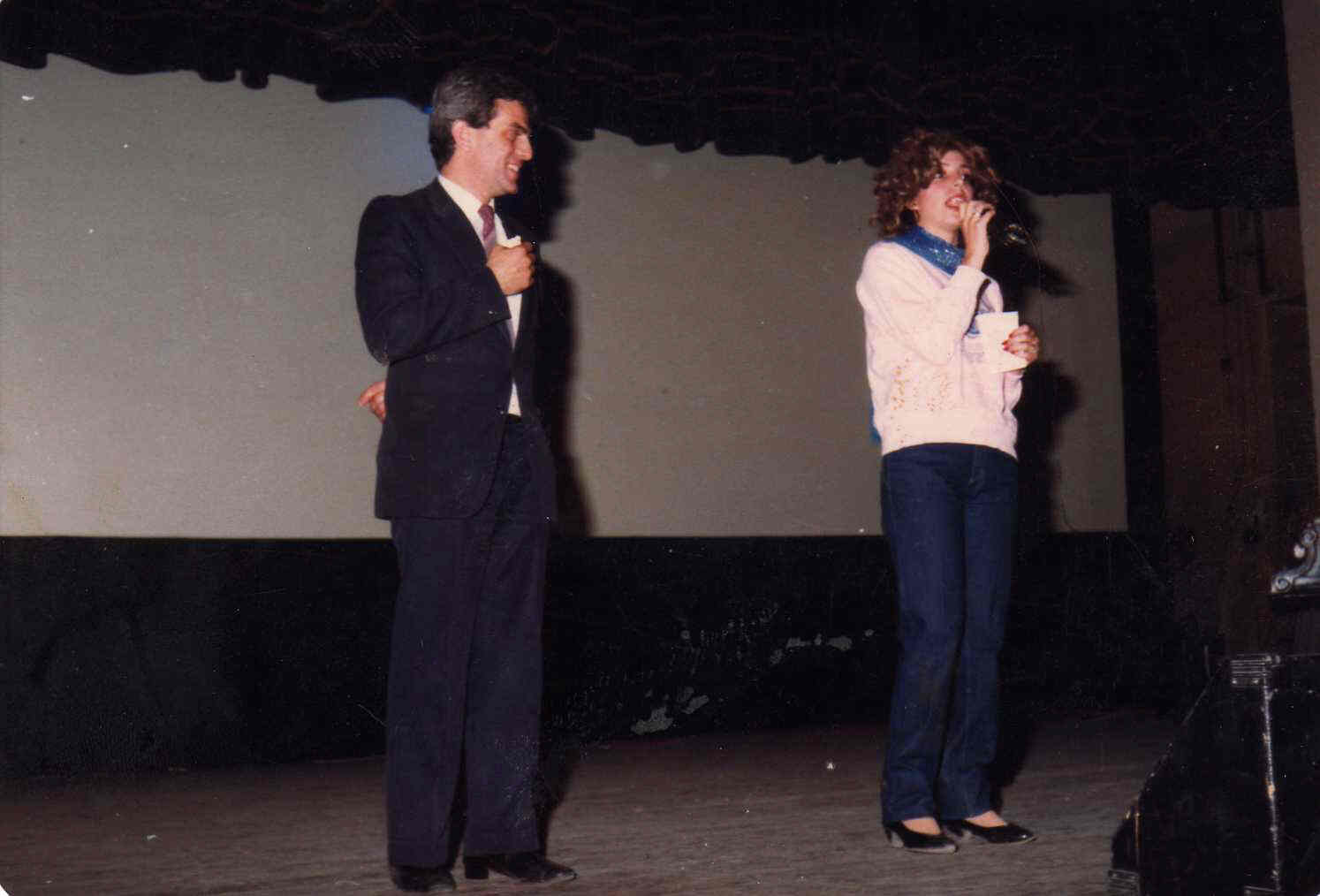 Rafi on stage Nile Hilton 1985 Comedy Sketch for a Fund-raiser