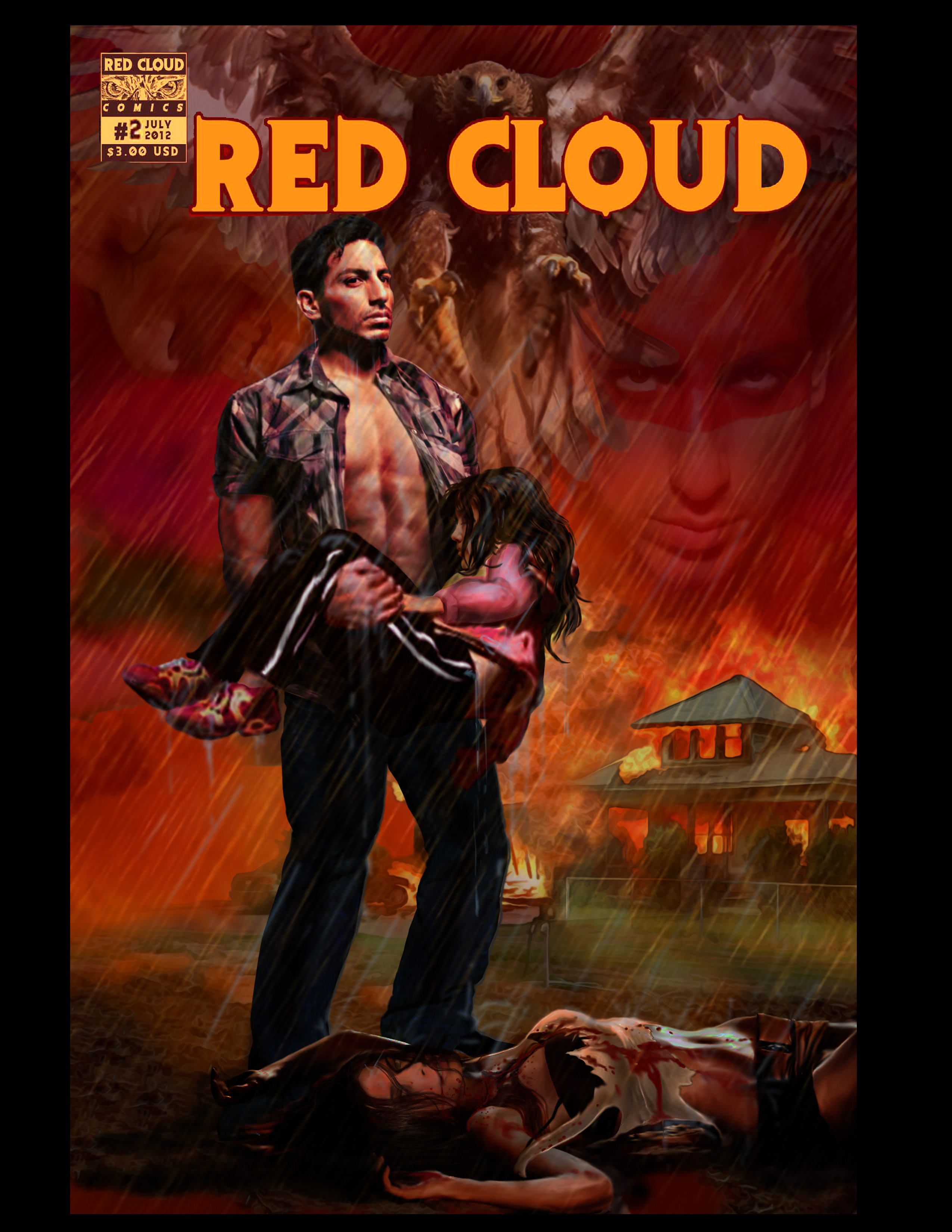 Issue #2 Cover - Alex Kruz as Jake Red Cloud finding his family dead in Issue #2