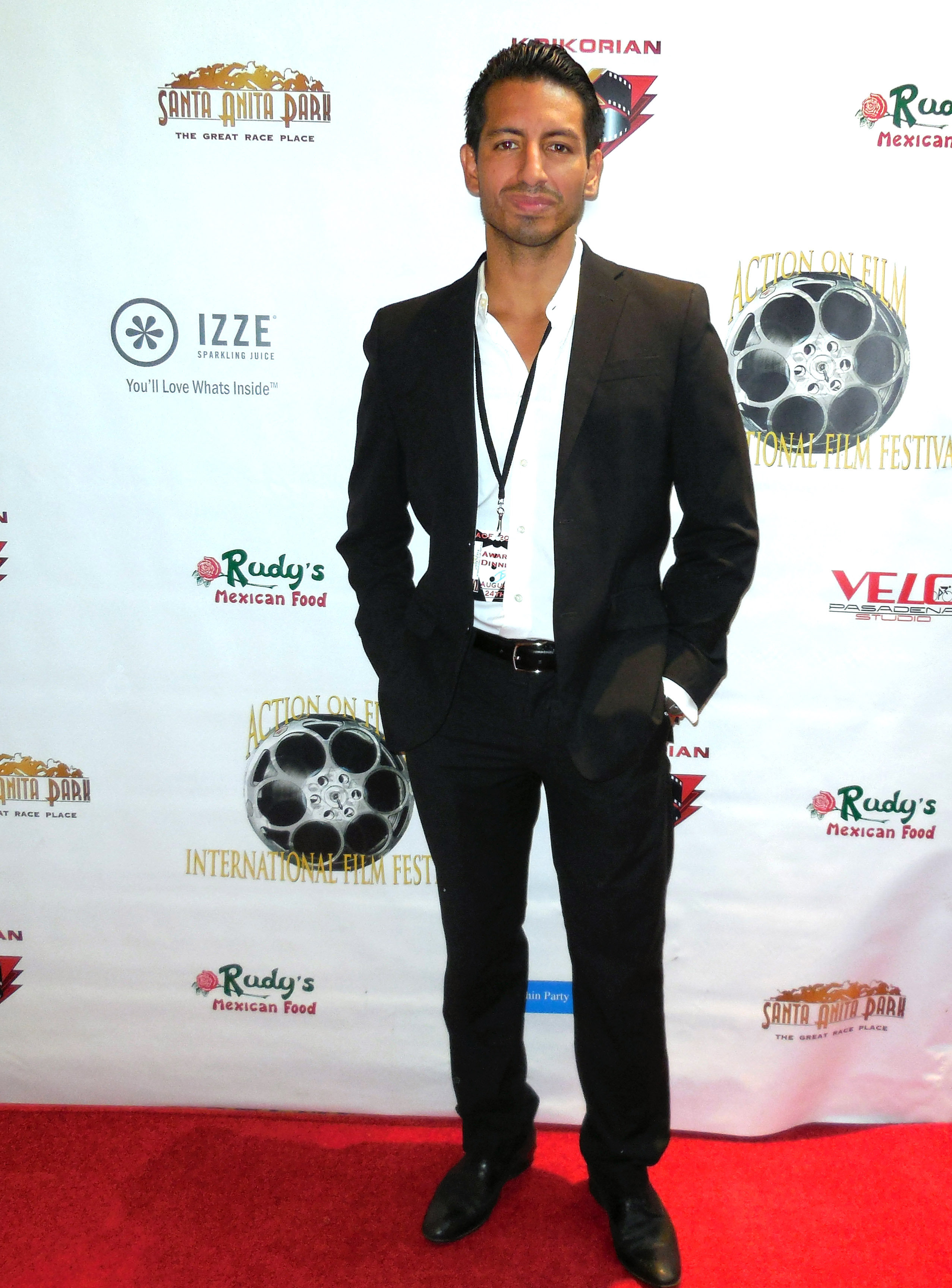 Alex Kruz at the Action on Film Festival (2013) Winner of the Xristos Award presented by Sony, Stella Adler LA, AOF, and Xristos Prod for Acting and Story Content.