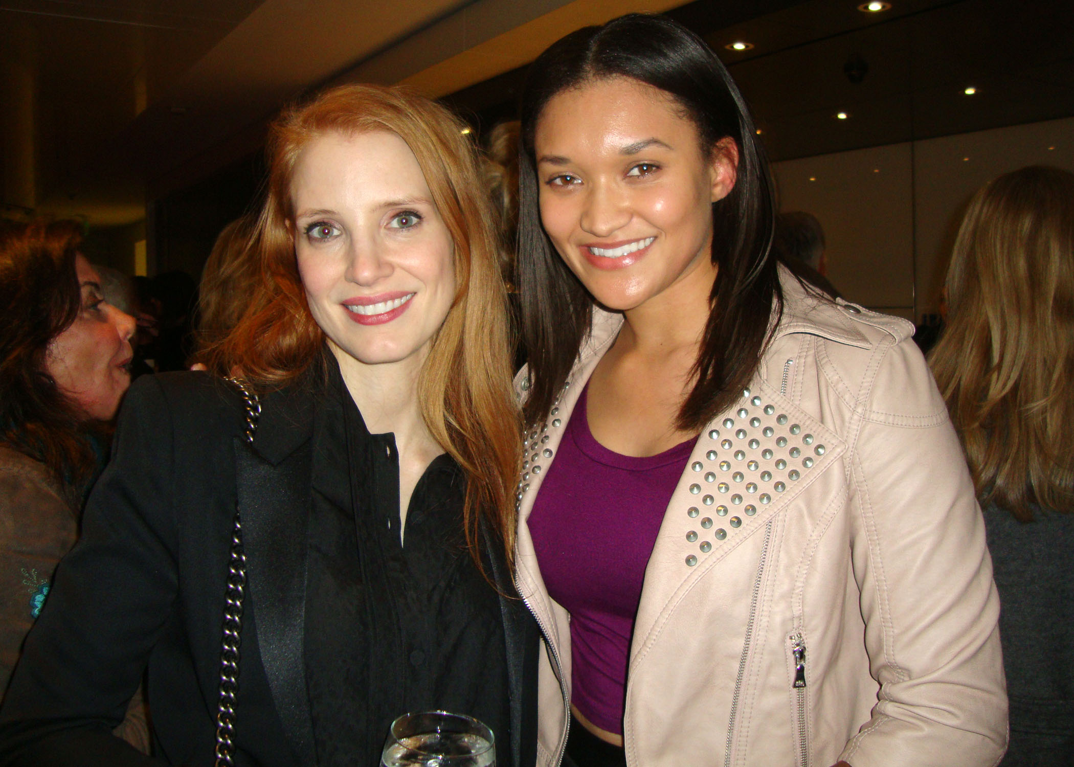 Jessica Chastain and Etalvia Cashin attending the private screening of Blue Jasmine at Creative Artist's Agency in Los Angeles.