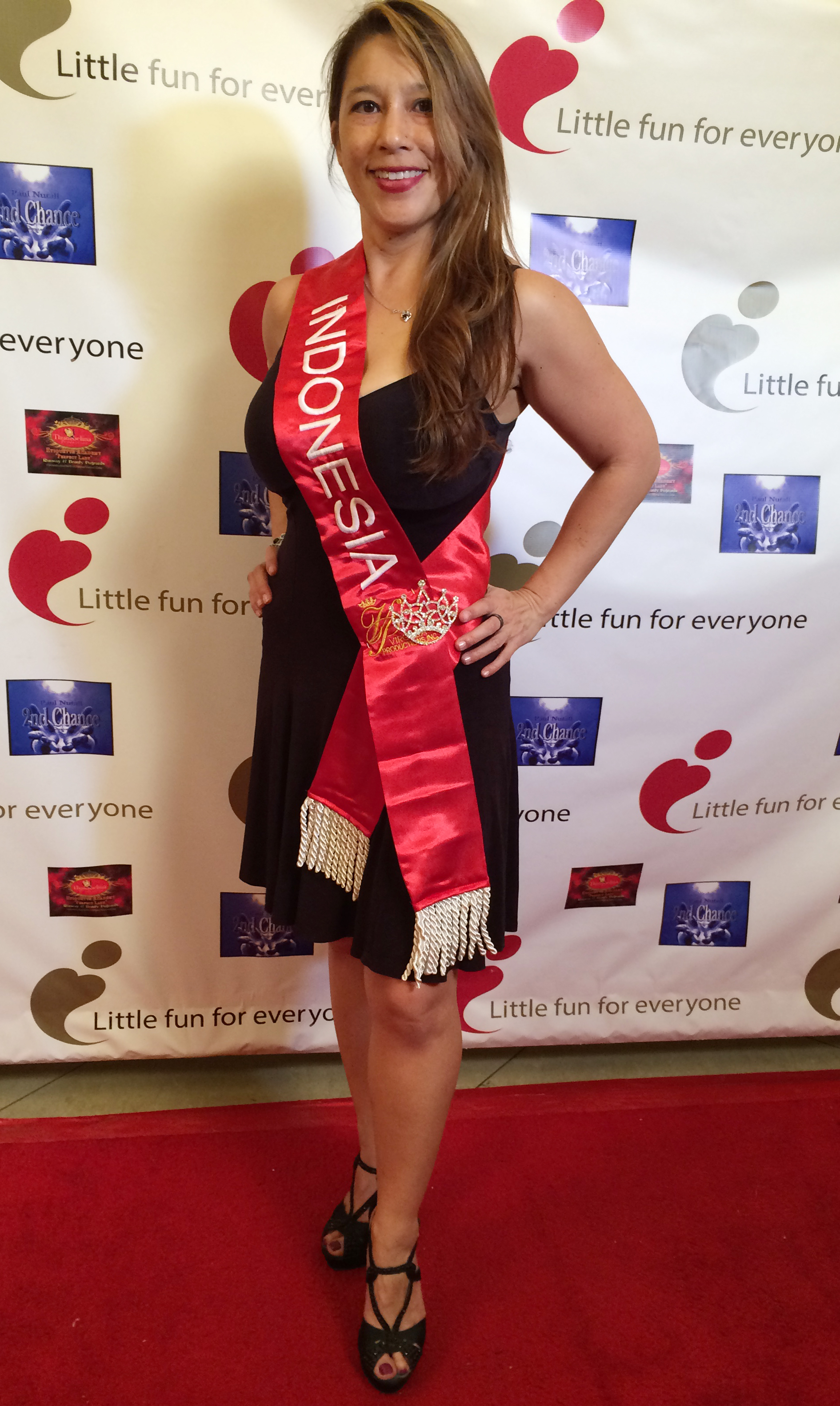 Jenna Urban at a charity event representing Indonesia for Mrs Asia delegate