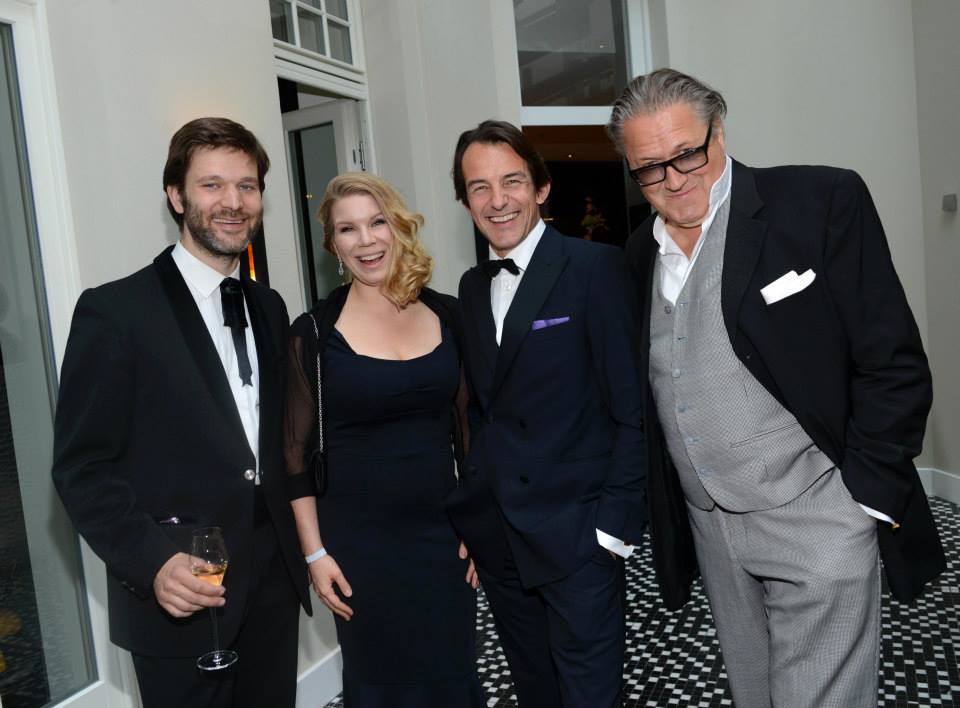 Julia Effertz at the Deutscher Schauspielerpreis 2015 Awards show reception. With 'Hans Werner Meyer'(qv), 'Michael Brandner'(qv) and 'Florian Stiehler'(qv)