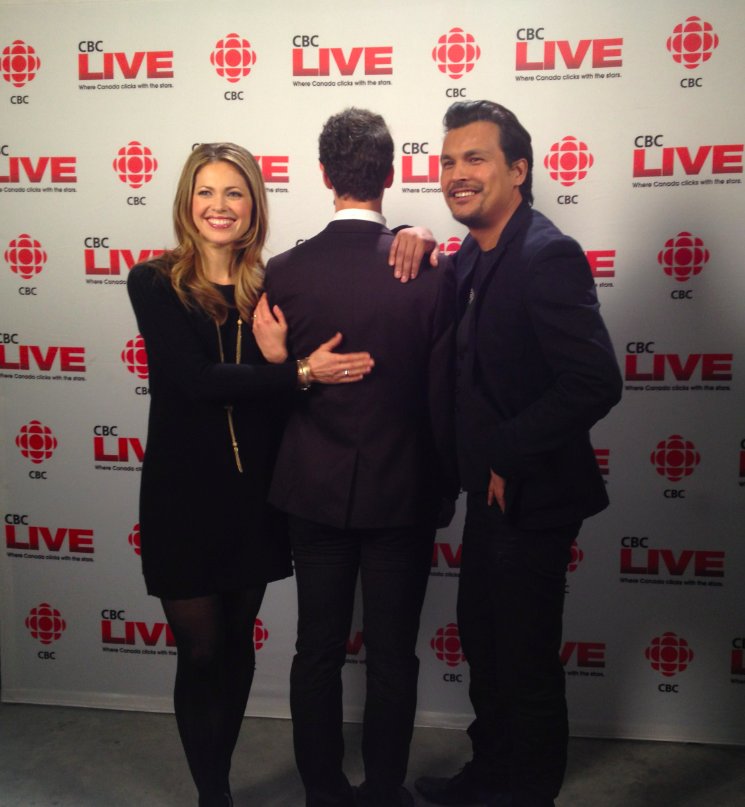 Adam DiMarco with Pascale Hutton and Adam Beach at event of Arctic Air