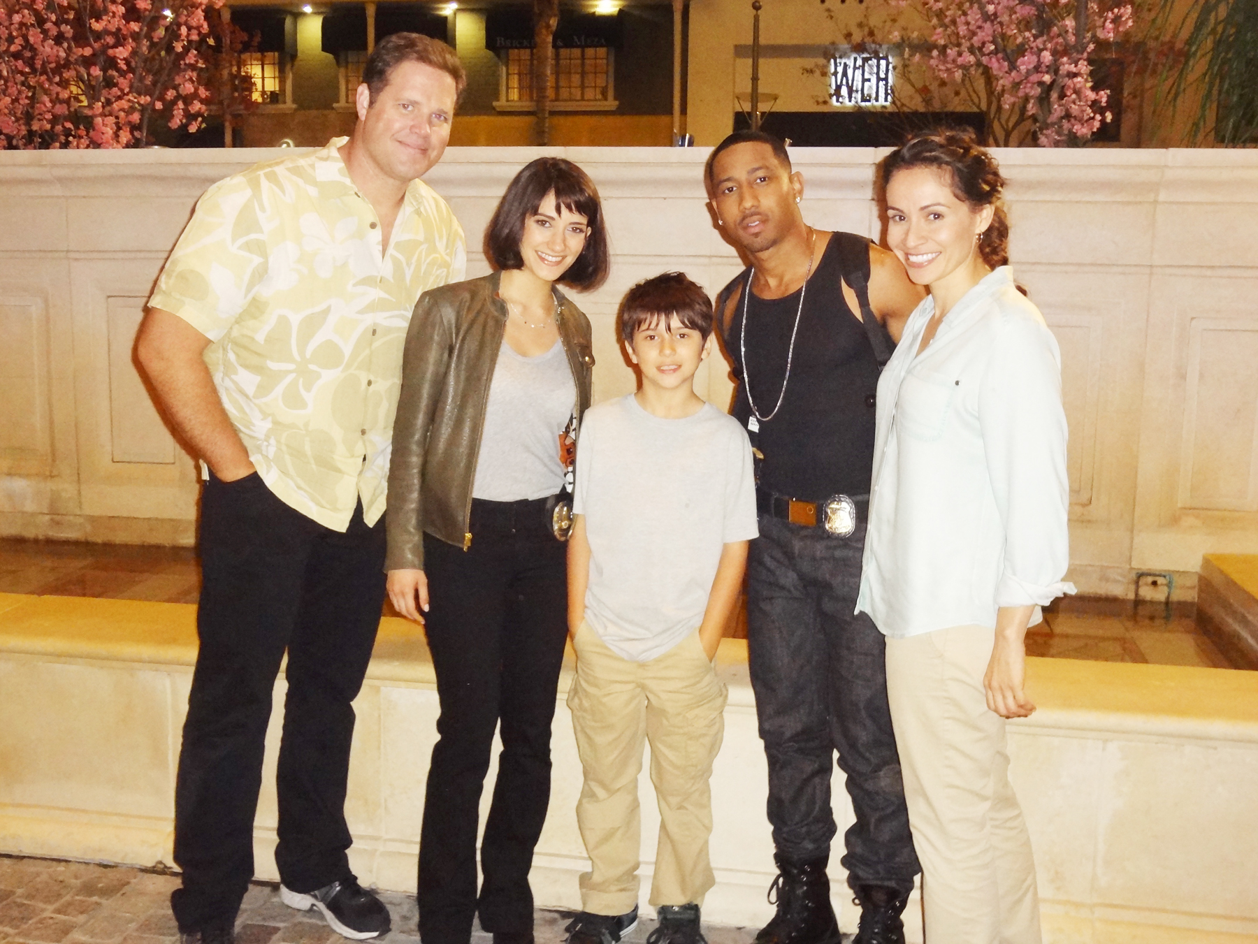 Gage with Brandon T. Jackson,Sheila Vand, David Denman and Presciliana Esparalini on the set of Beverly Hills Cop (the Pilot)