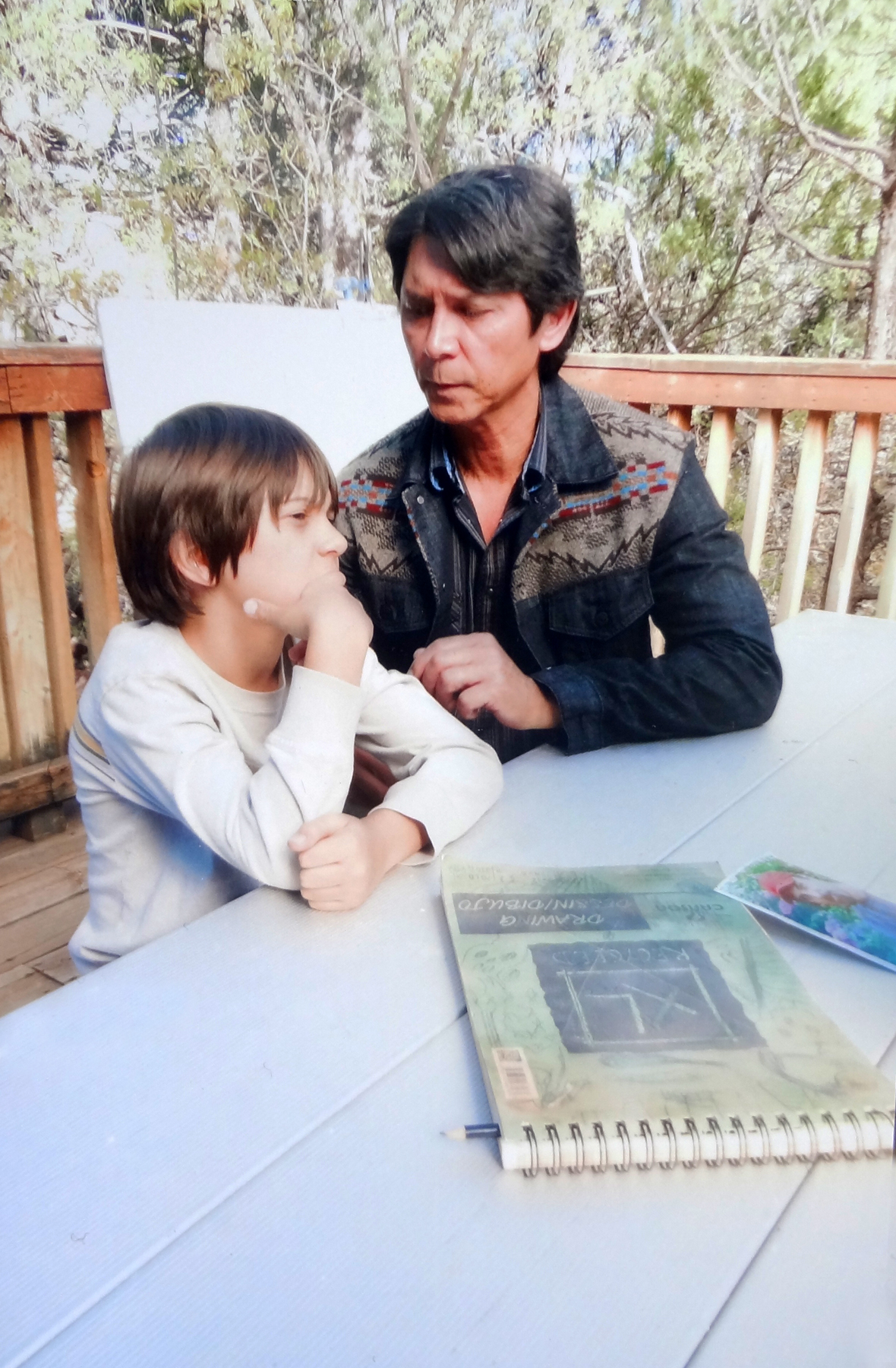 Gage and Lou Diamond Phillips on the set of Longmire.