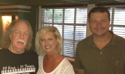 Jimmy Greenspoon, Pat Bautz of Three Dog Night with Kimberly R. Morgan. Lancaster Hotel, Houston, Texas.