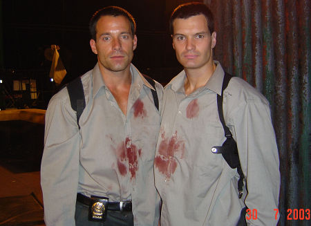 Johnny Messner and Chris Cordell get serious on the set of 