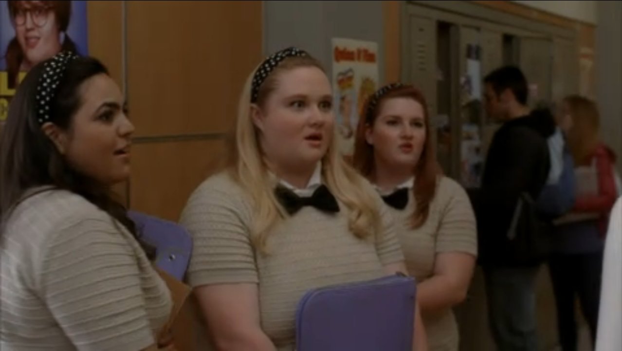 Sabrena No'Mani, Danielle Macdonald, and Kate Brochu In Glee Season 2 Episode 18, 'Born this way'.