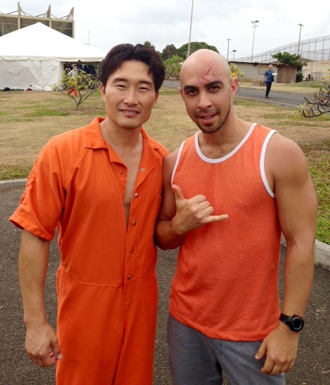 with Daniel Dae Kim on the set of 