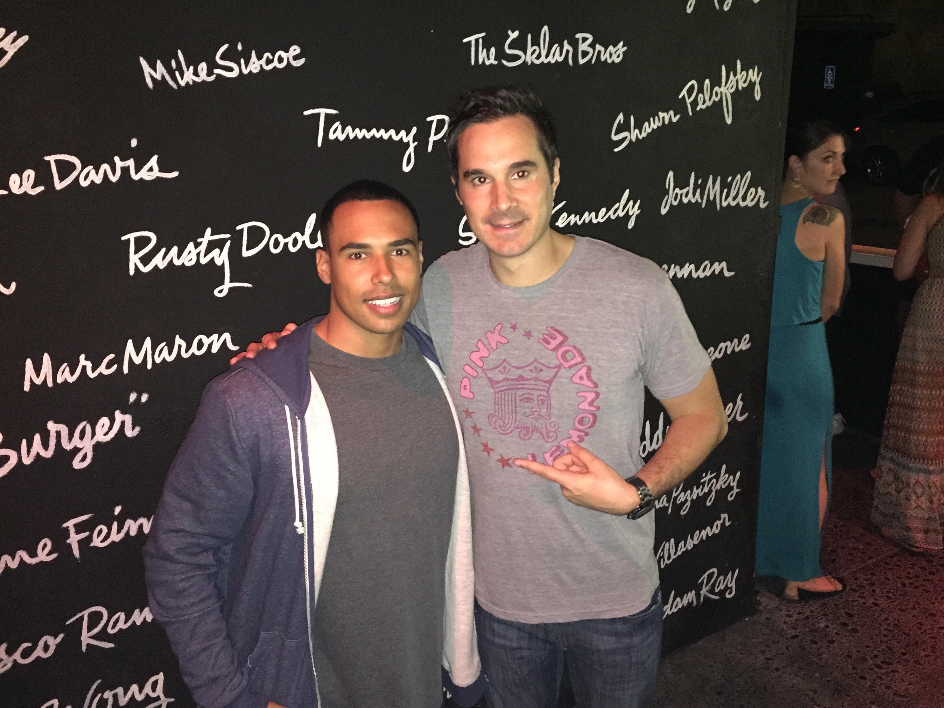 Matthew Jordan with John Campanelli after doing a set at The World Famous Comedy Store-Original Room