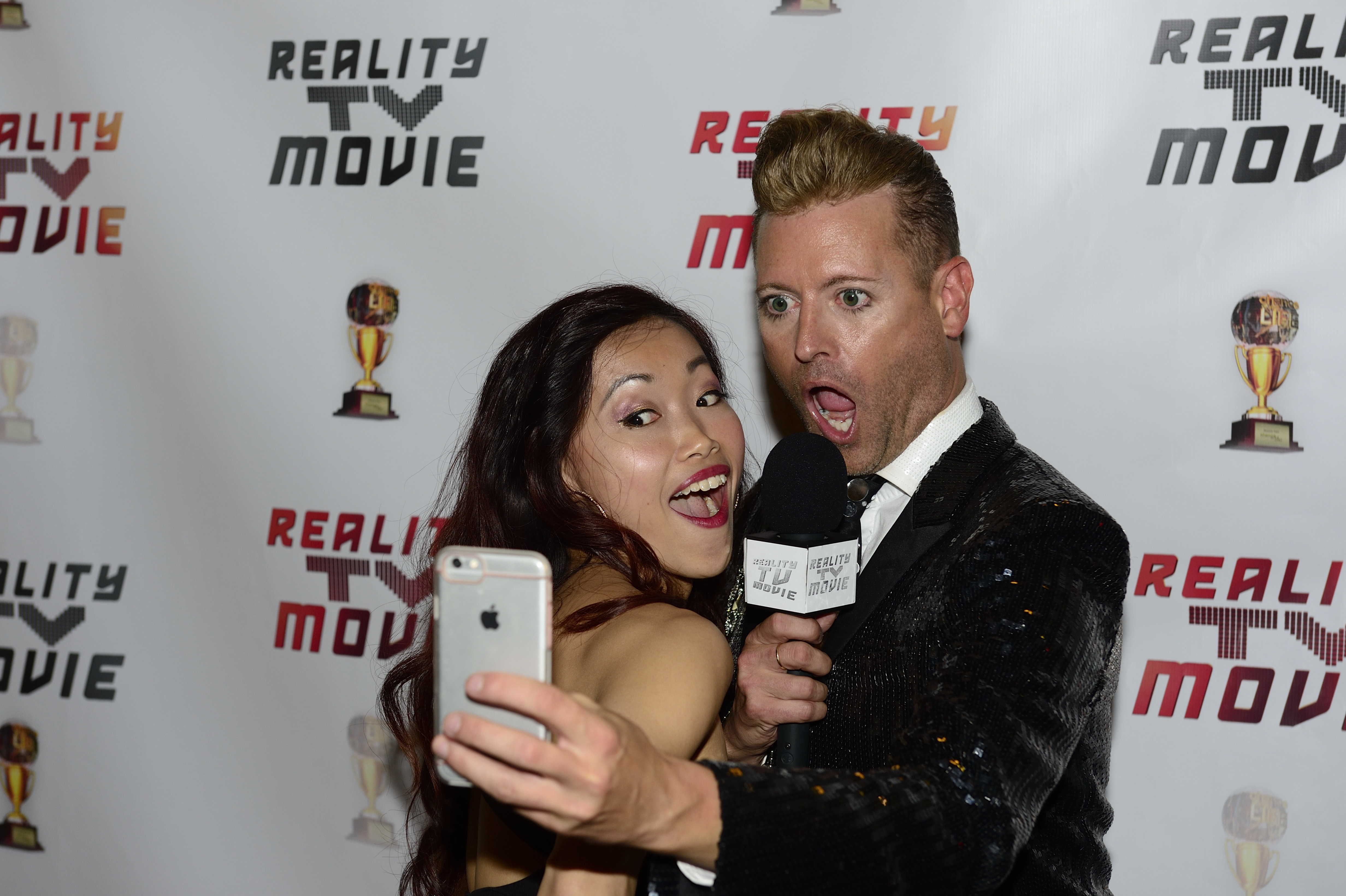 Actress Li Wen Ang with the host of the Reality TV Movie premiere, Patrik Gallineaux - November 13th, 2014.