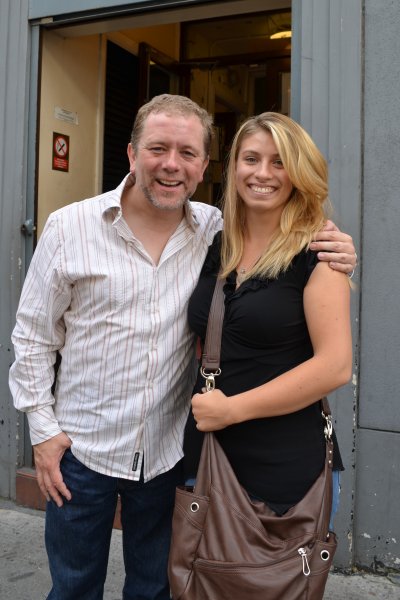 Mariah with Jon Culshaw in London, England after the play Spamalot in 2012.