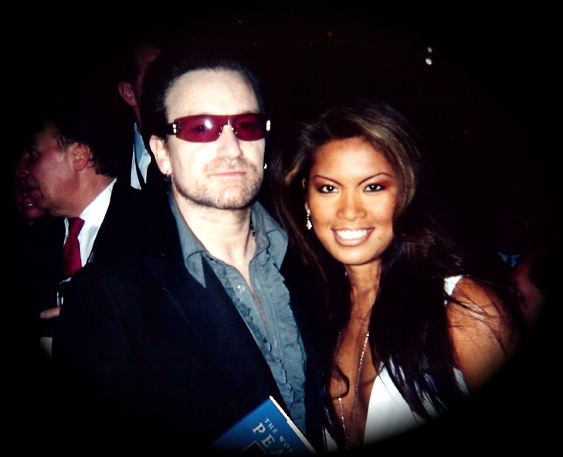 TV personality/Musician ZARAH presented Bono a 'Peace Book' from Dr. Michael Nobel (of Nobel family).