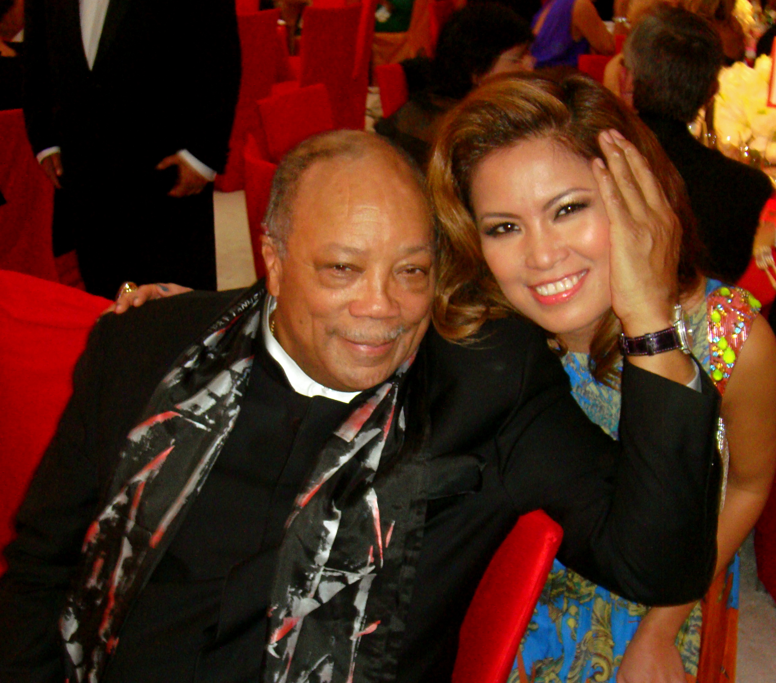 Recording artist Zarah and Quincy Jones at the 21st Annual EJAF Oscar Viewing Party.