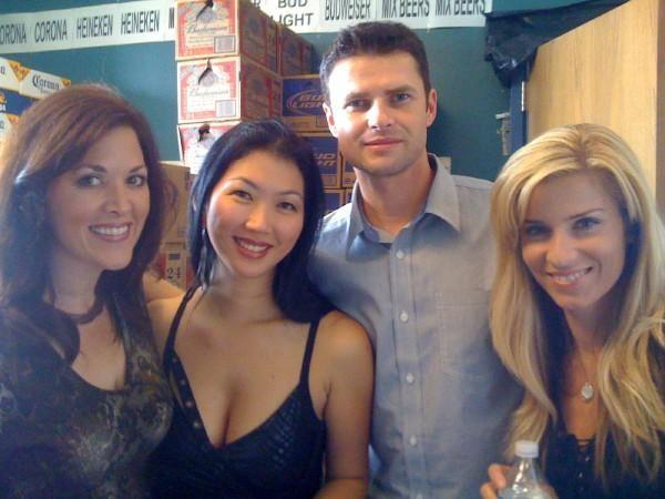 Jennifer Butler, Jeanette Lee (The Black Widow), Mark Kochanowicz & Jenn Baretta on set of 9-ball