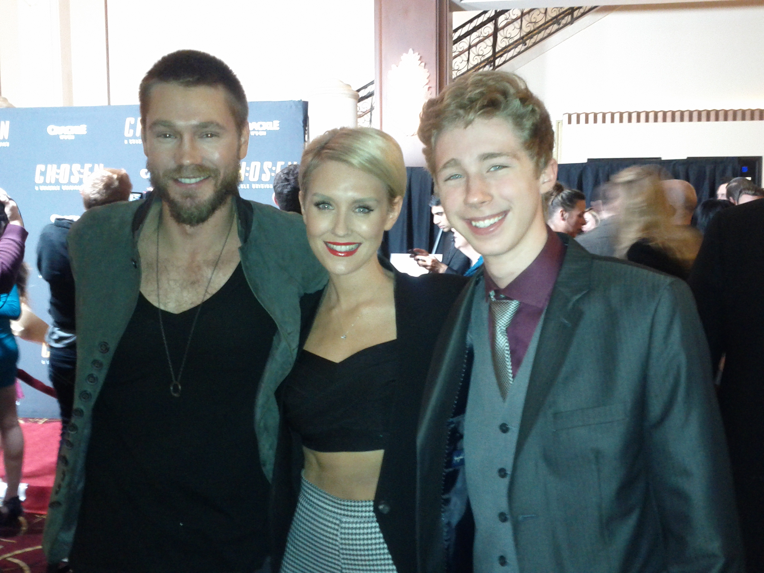 Joey Luthman, Chad Michael Murray and Nicky Whelan at the CH:OS:EN Season 2 Premier, Dec.3,2013 at The Grove, LA, CA.