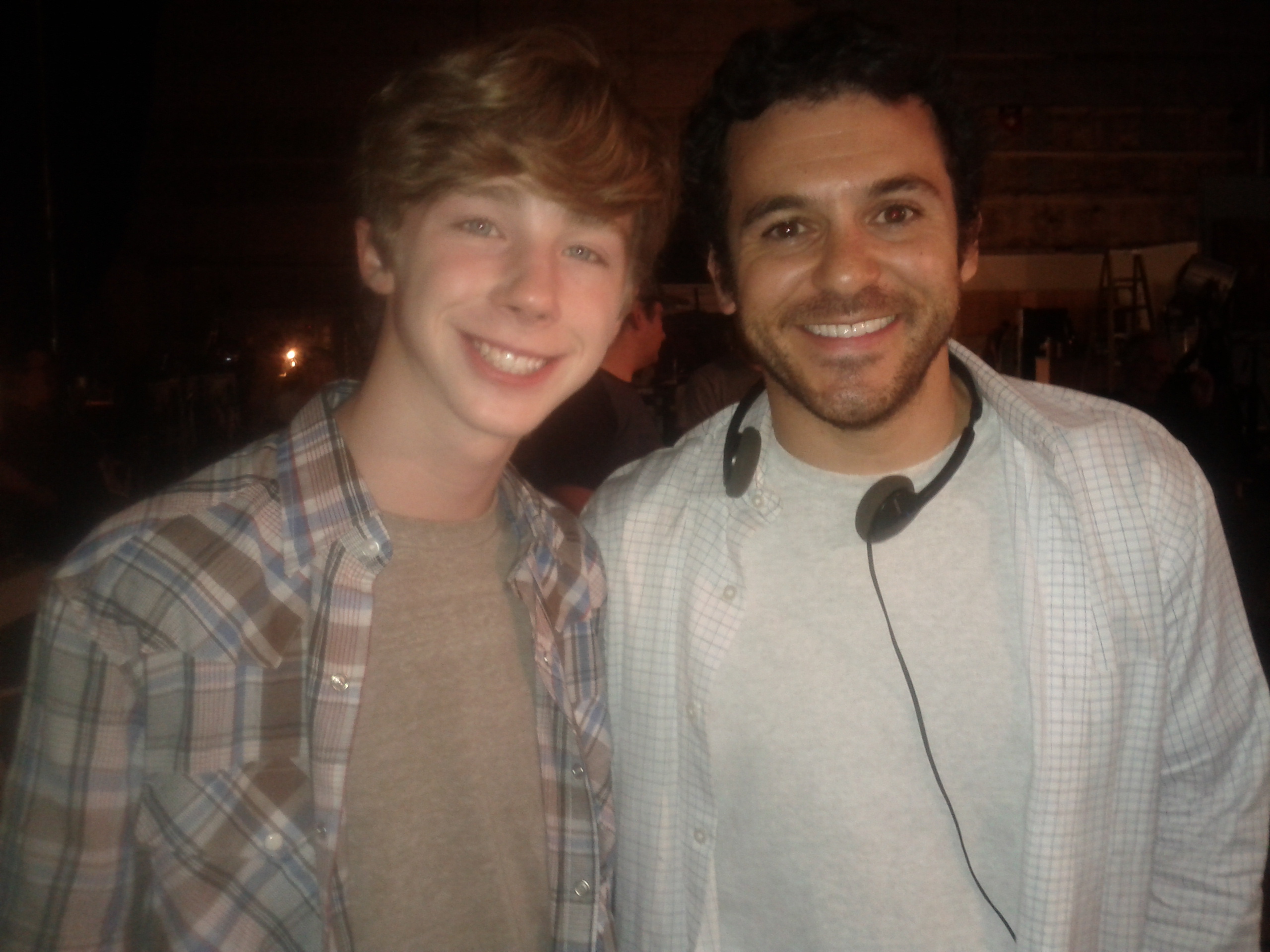 Joey Luthman on set of California Milk Commercial with Director: Fred Savage.