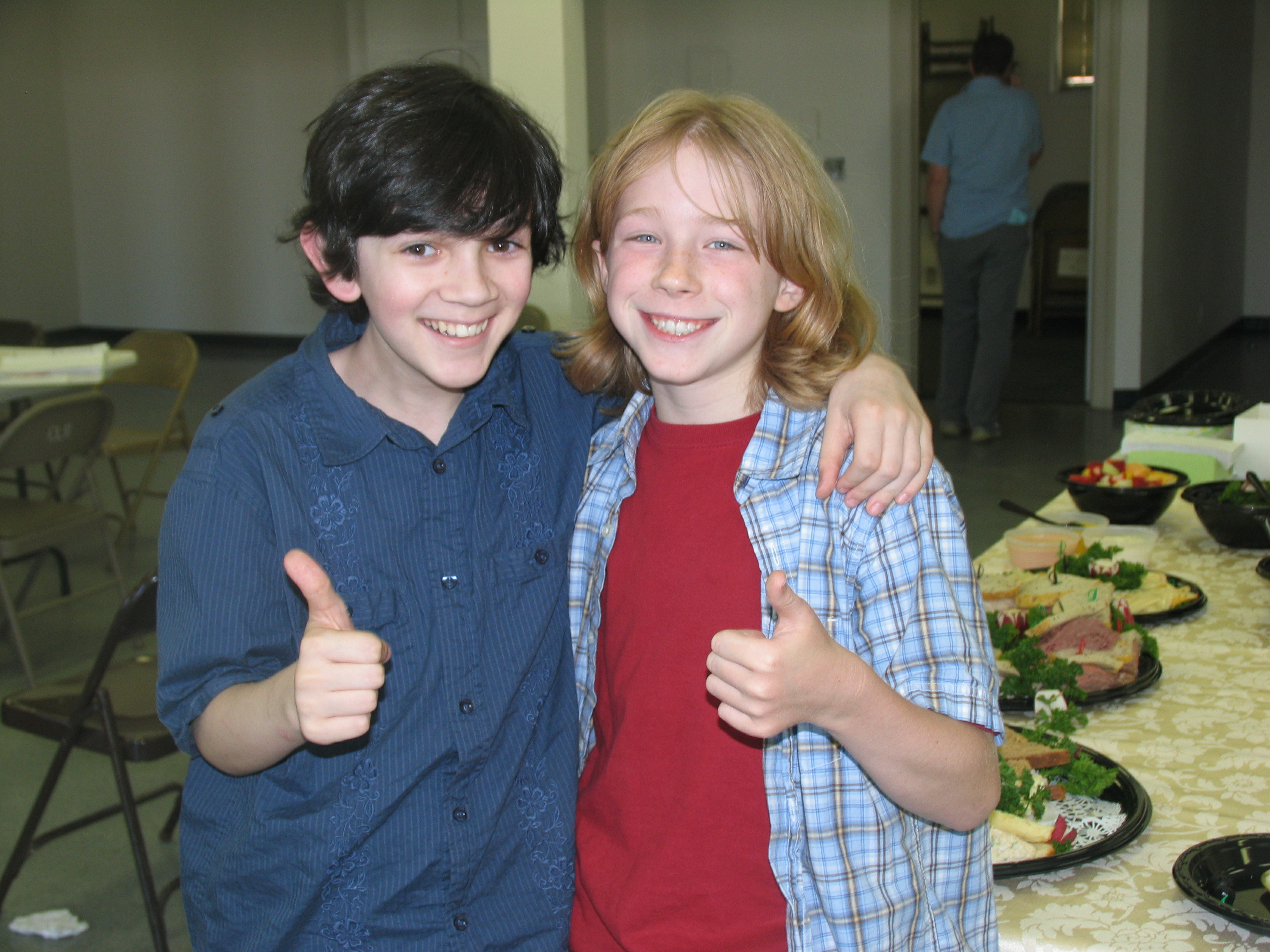 Zach Mills and Joey Luthman on the set of 
