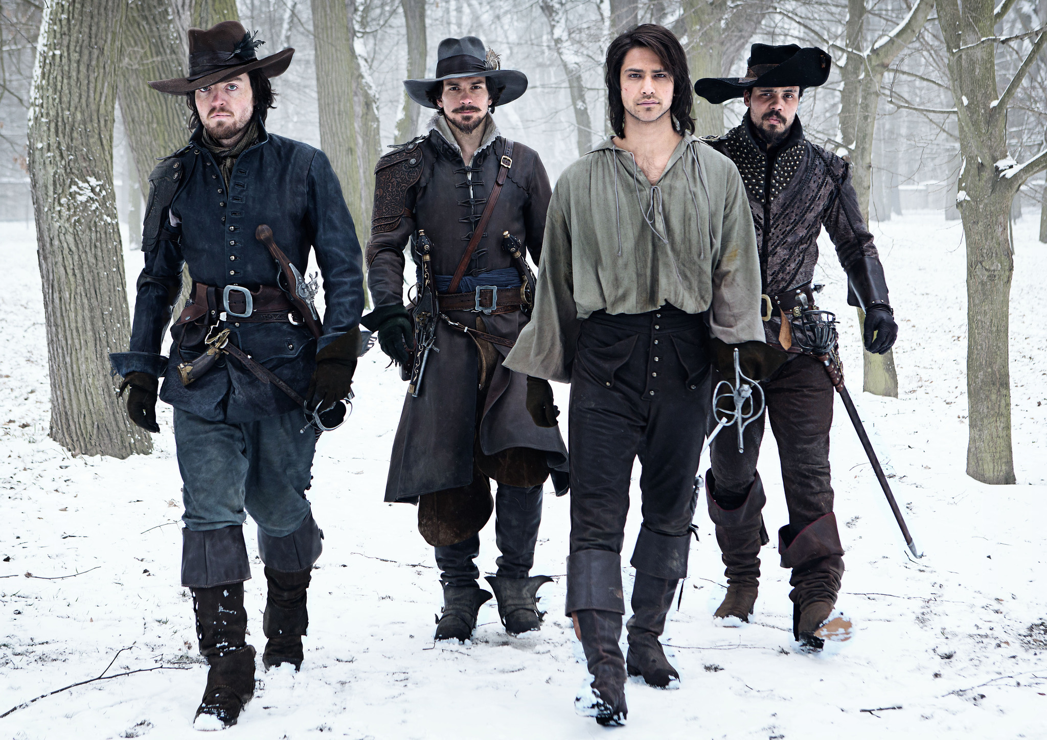 Still of Tom Burke, Santiago Cabrera, Luke Pasqualino and Howard Charles in The Musketeers (2014)