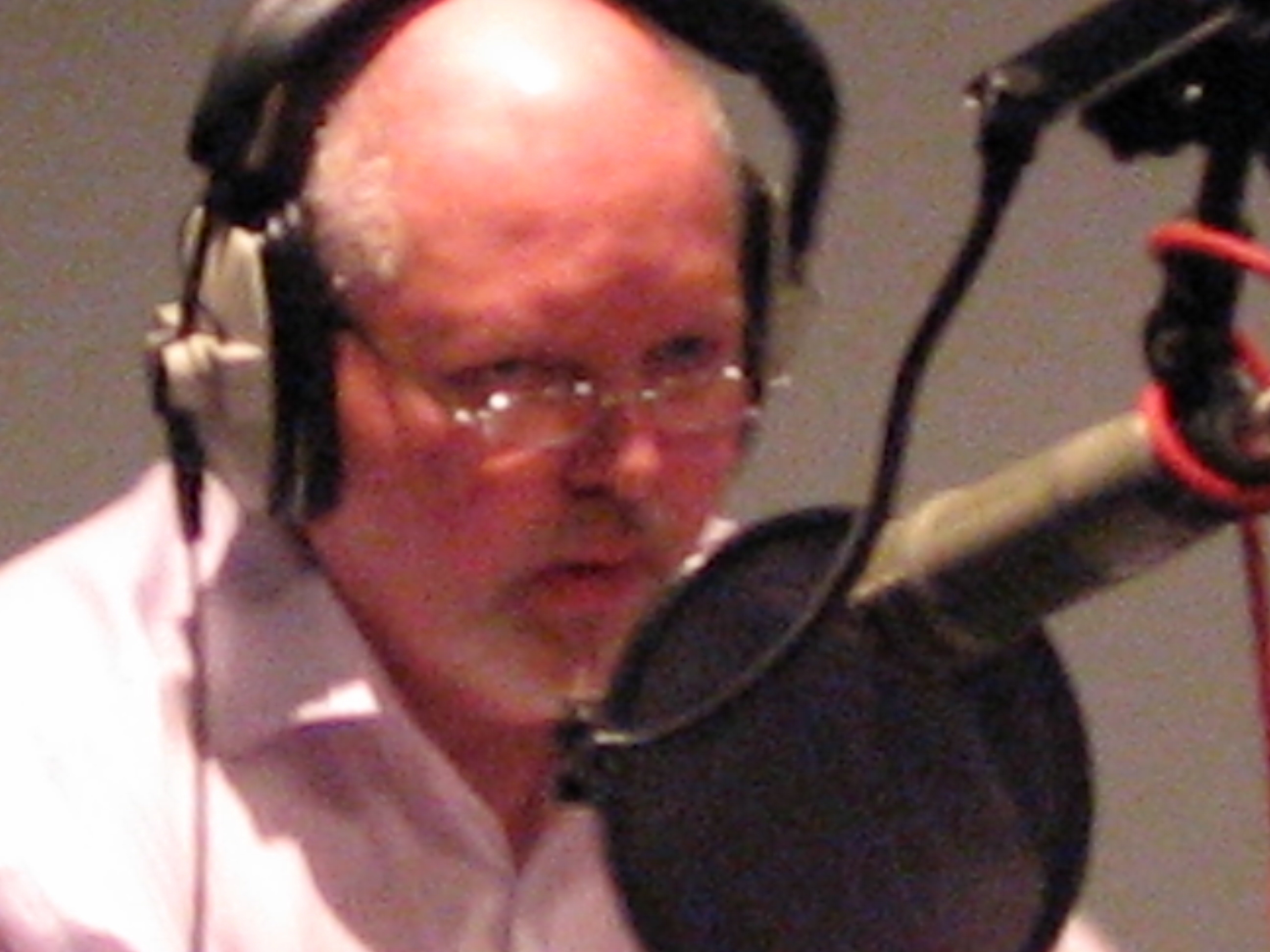 Steve McTigue recording a voice over for the film 'The Story of Joe'