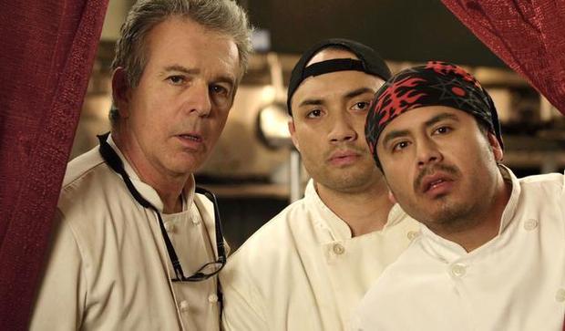 With Tony Denison and Juan Carlos on the set of Trattoria