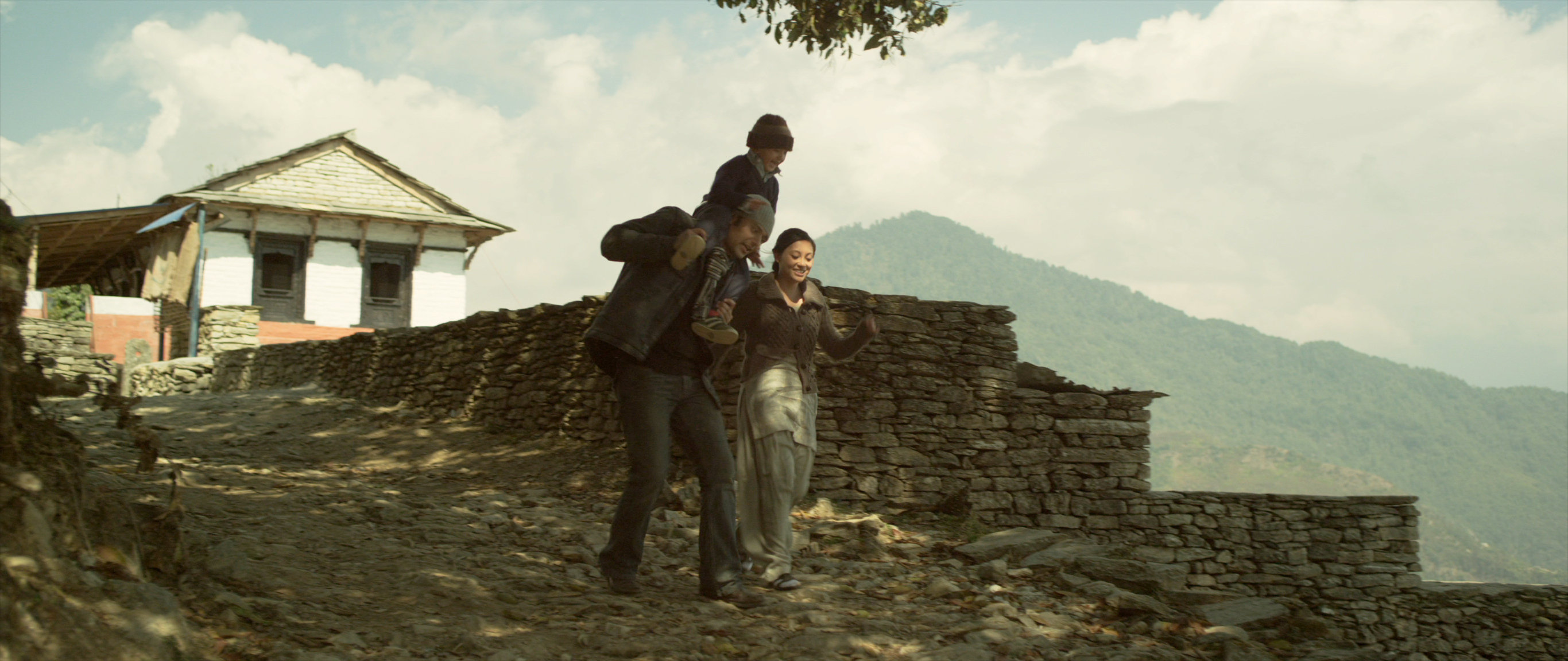 Raj Ballav Koirala, Suesha Rana and Sayush Gurung Bajracharya in Highway to Dhampus (2014)