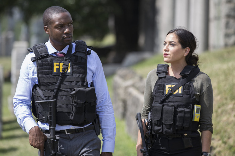 Still of Rob Brown and Audrey Esparza in Blindspot (2015)