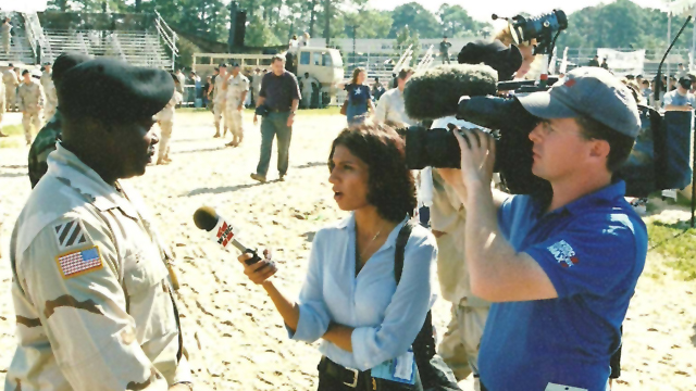 Working a story with Hena Daniels for WTOC, ca. 2004.