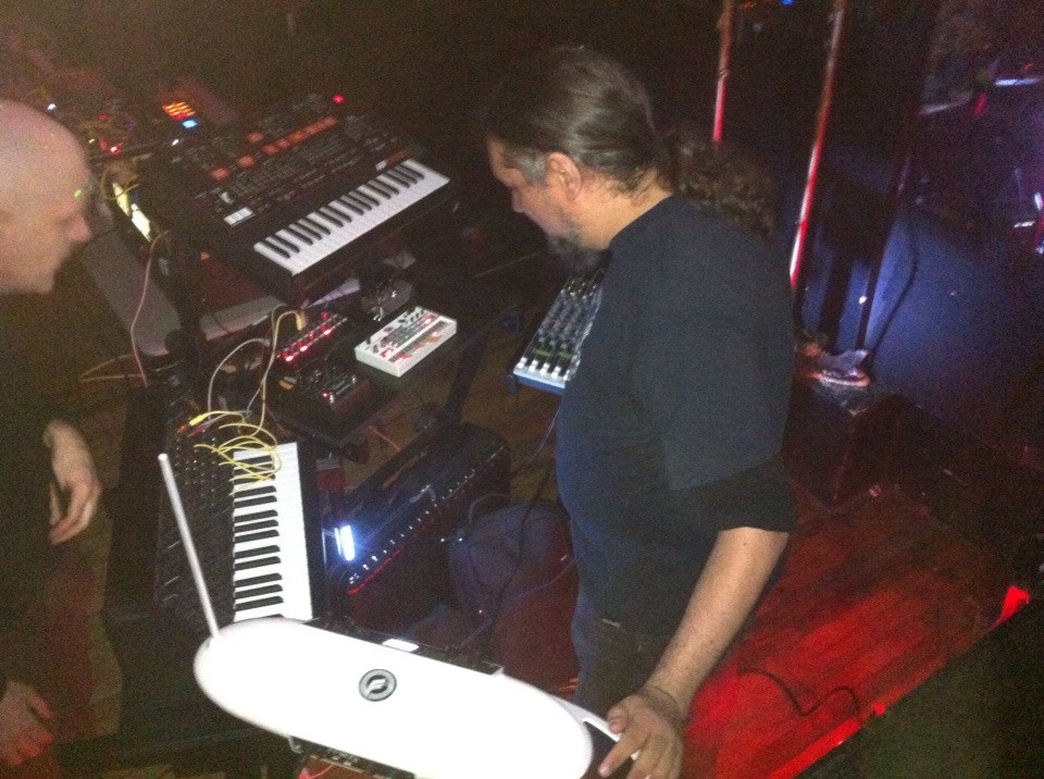 Soundcheck before a live solo synth performance at Lovecraft Bar, Portland Oregon - April 11 2015.