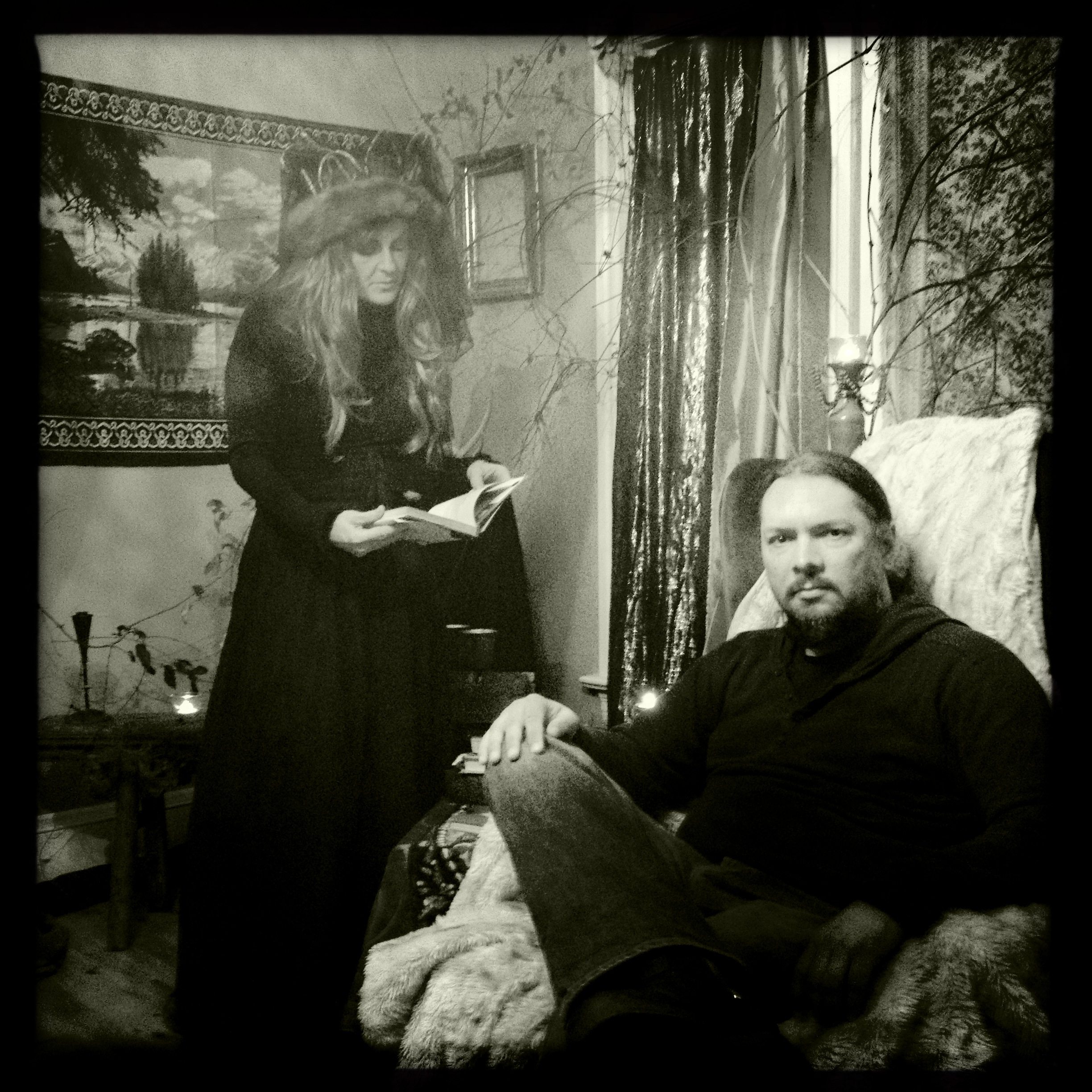 The Witch Queen (played by Amanda Myers) and the Director (Craig Anthony Perkins) from the short film 