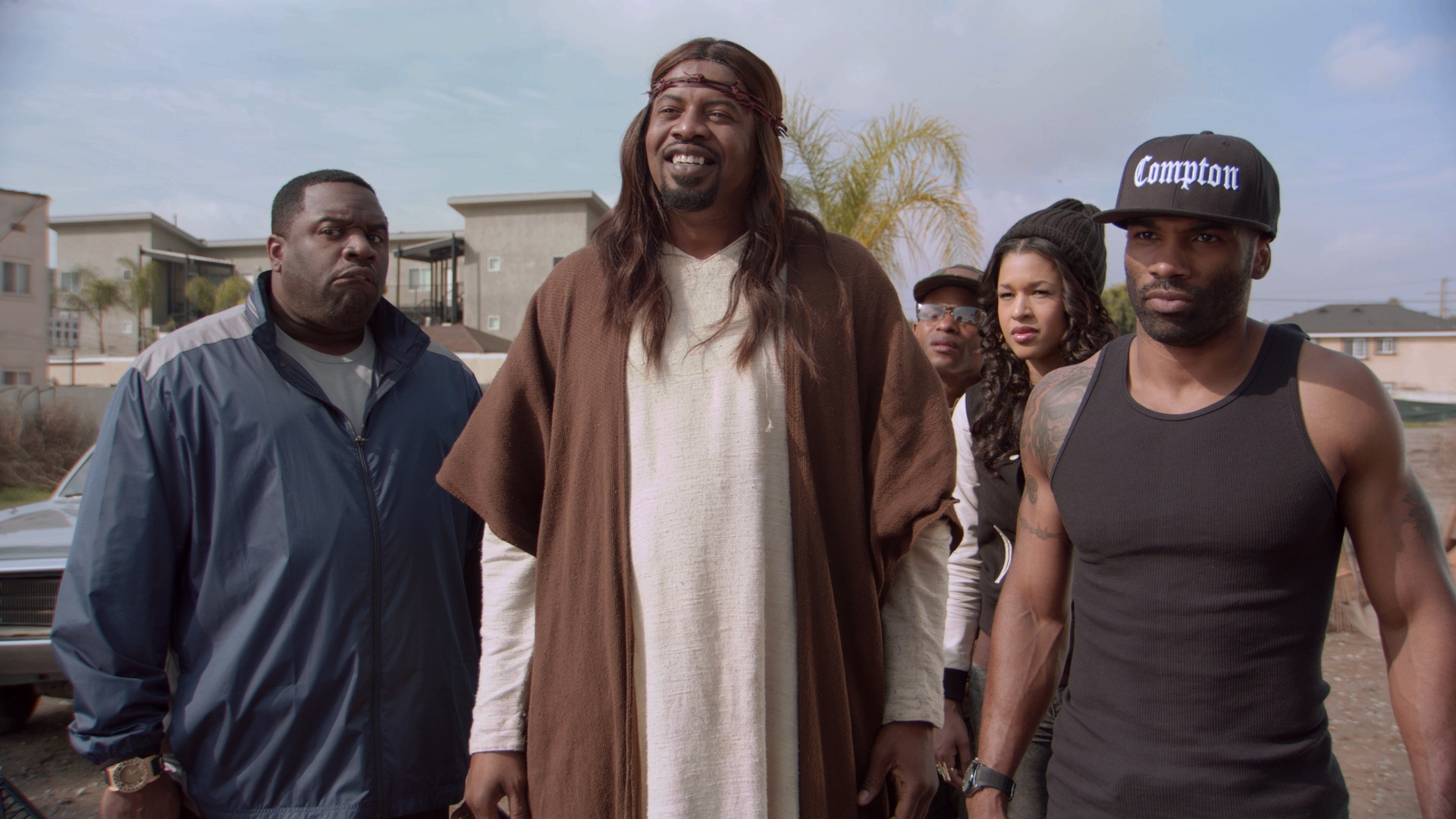 Still of Corey Holcomb, Andra Fuller, Gerald 'Slink' Johnson and Andrew Bachelor in Black Jesus (2014)