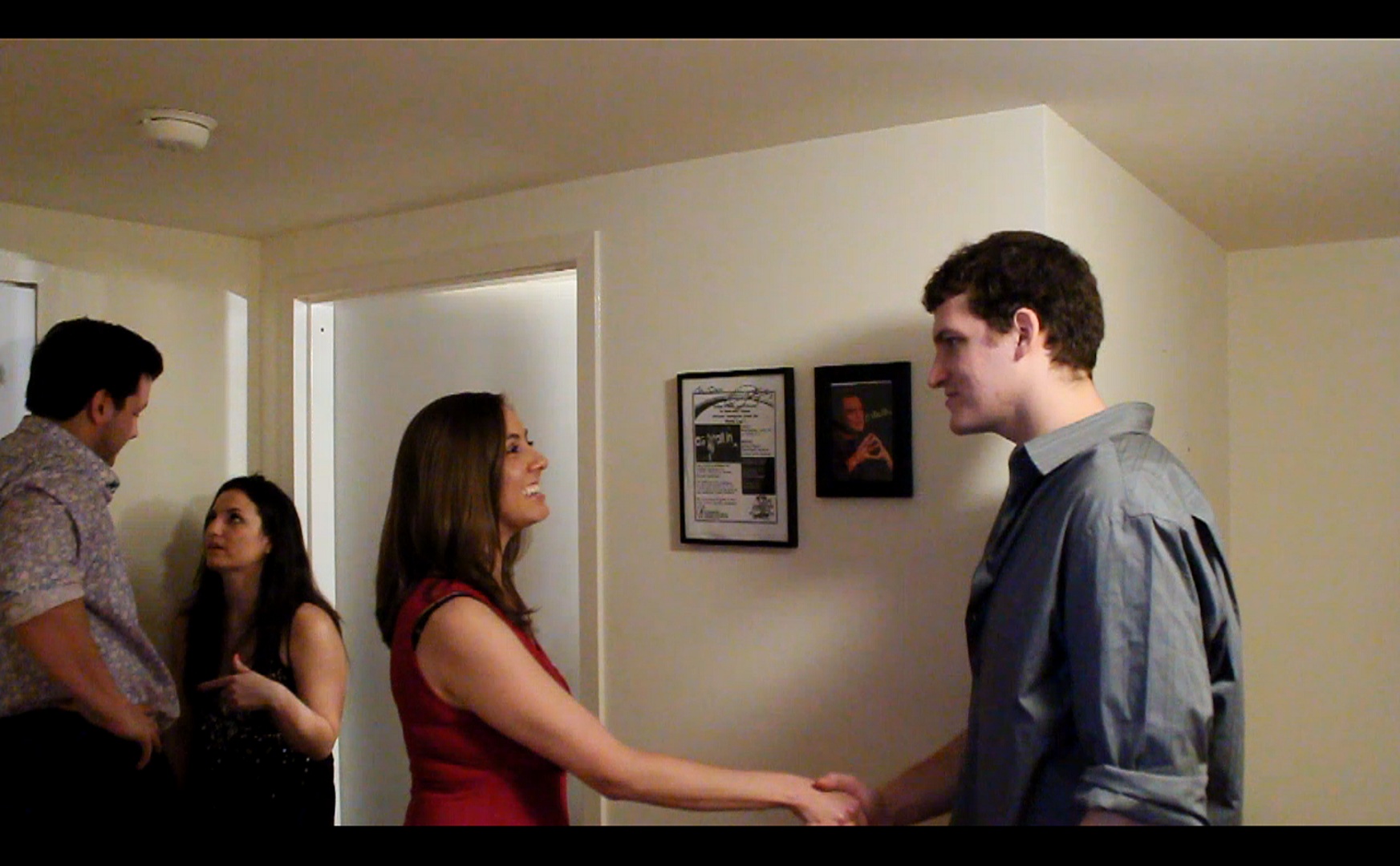 Charlie (Malcolm Halaszynski) and Jenn (Renee Iovine) meet again in First Love.