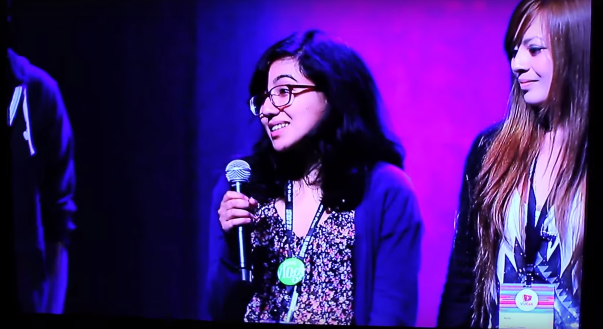 Onstage with Felicia Day, Jenni Powell, Cristina Viseu, Omar Najam, and Akeem Lawanson at VidCon 2013 for the Geek & Sundry Vloggers announcement.