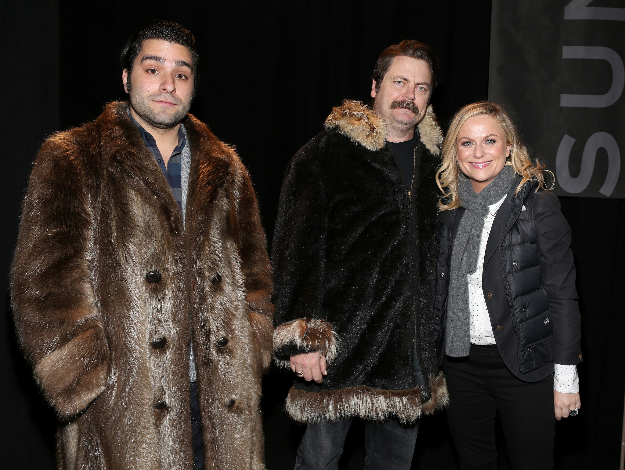 Nick Offerman, Amy Poehler and Jordan Vogt-Roberts at event of Nick Offerman: American Ham (2014)