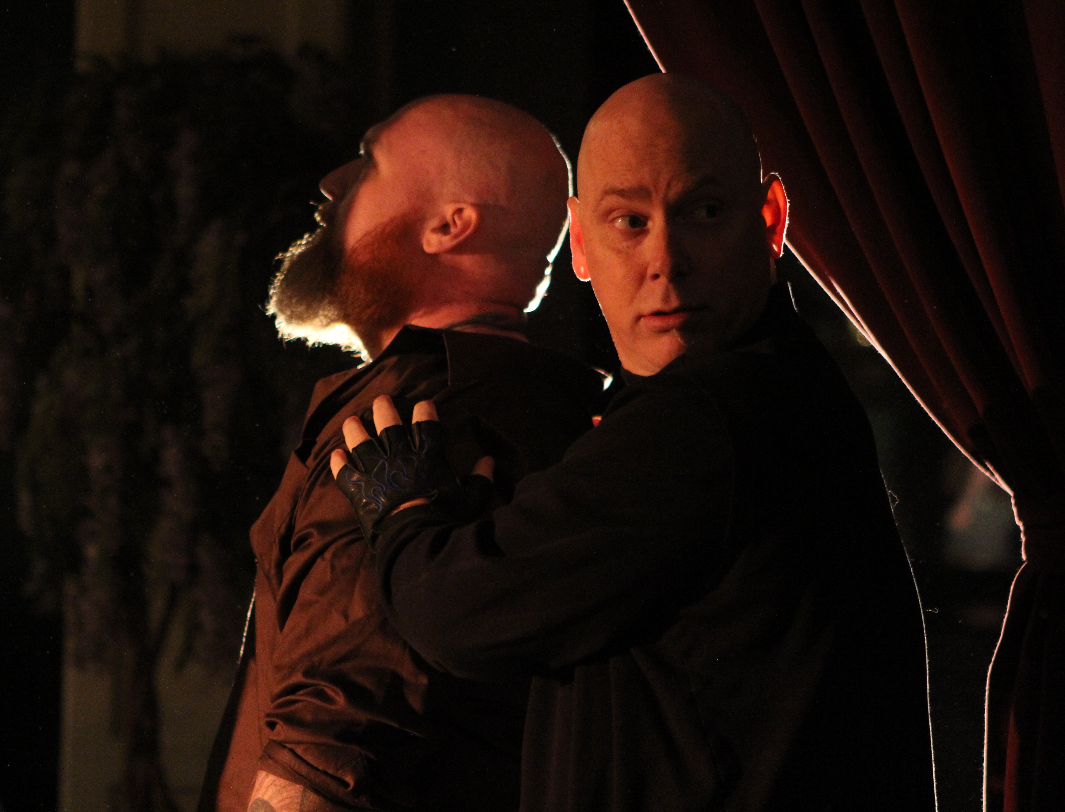actor/stunt artists Tim Mclaws and Tim Sweeten in a pivotal action scene from the movie 