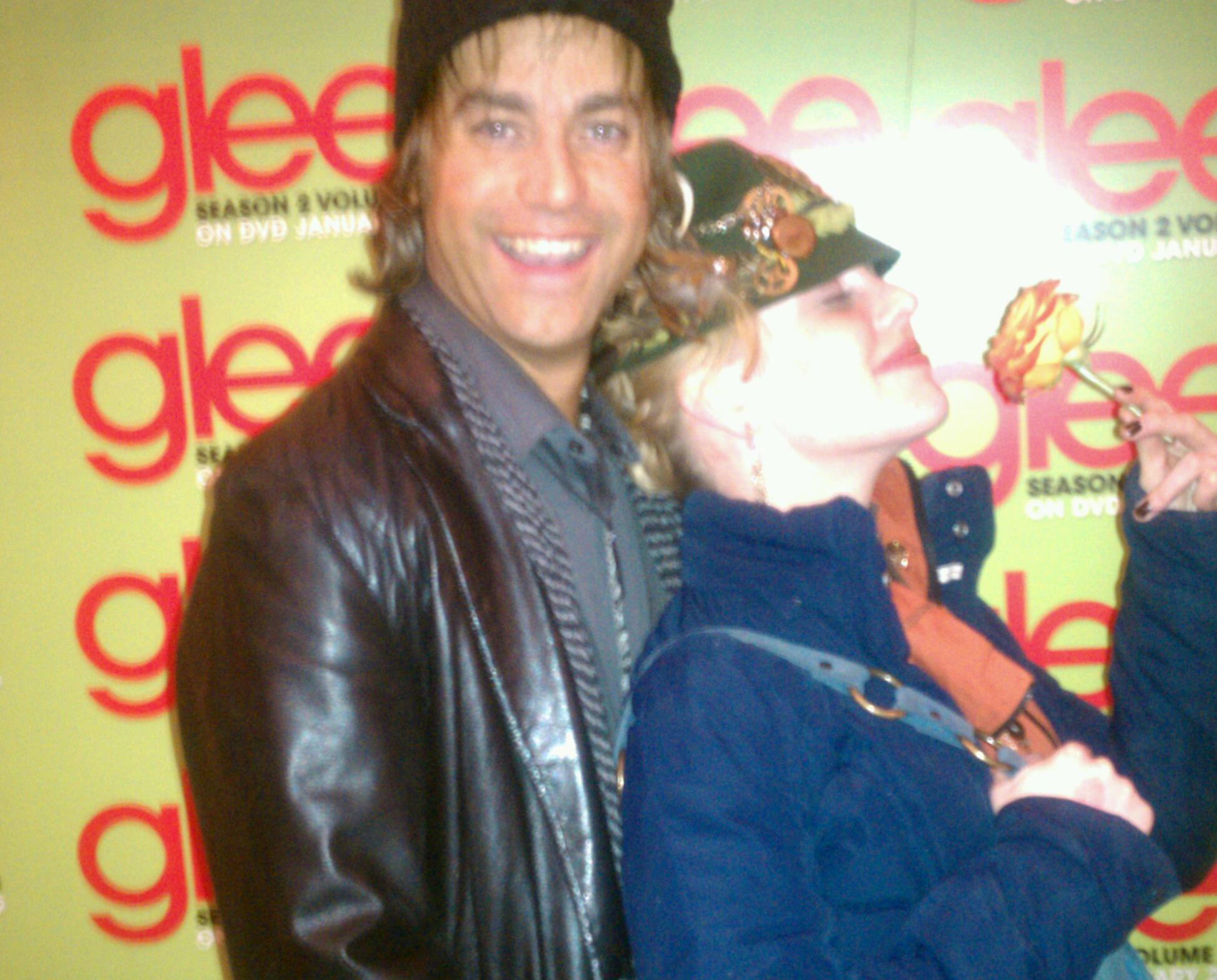 actors Bryan D. and Rachel M. at Glee party