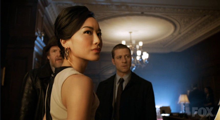 Still of Jamie Choi, Ben McKenzie and Donal Logue in Gotham (2014)