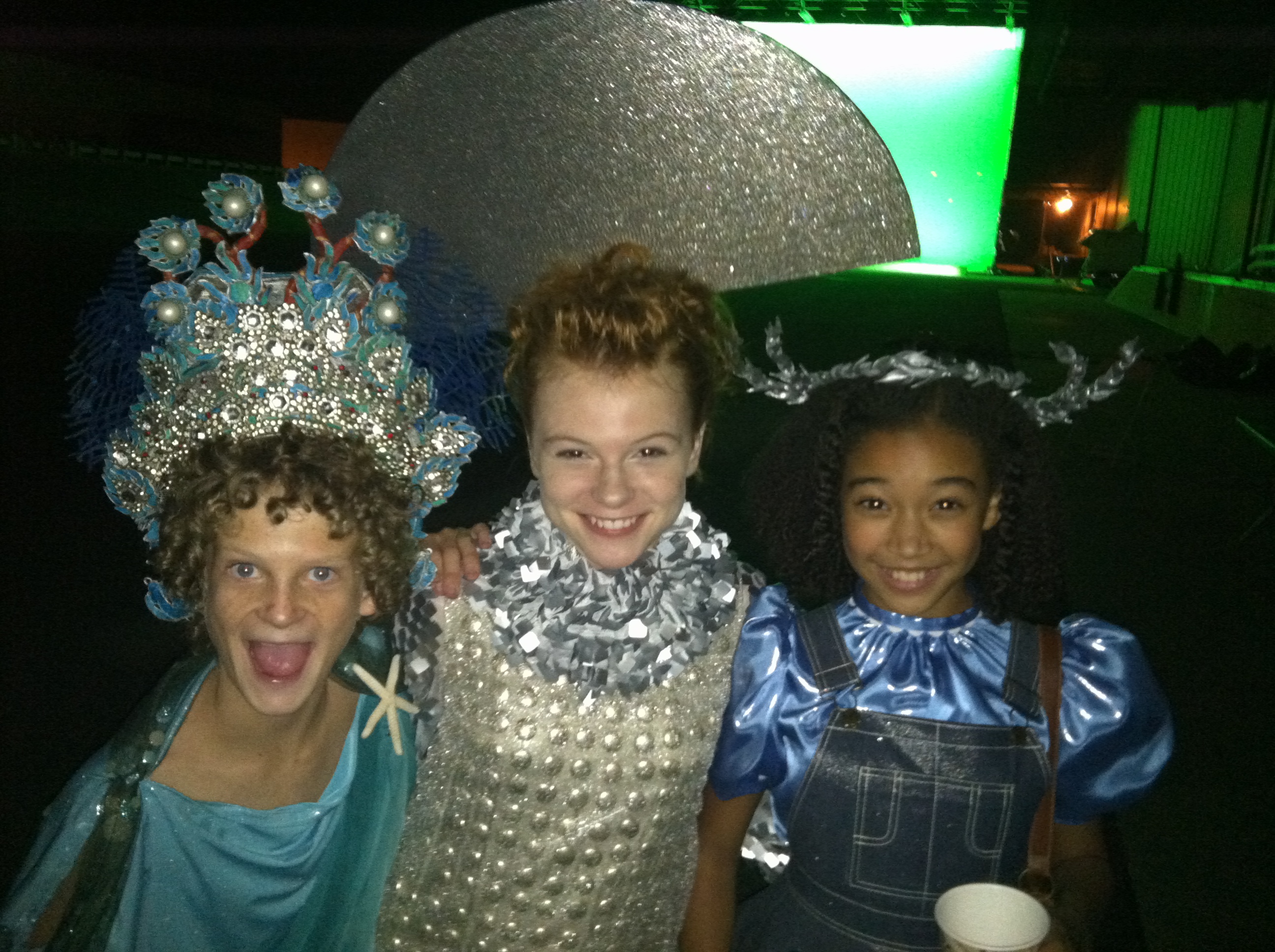 Annie Thurman with Amandla Stenberg and Ethan Jamieson on set for The Hunger Games