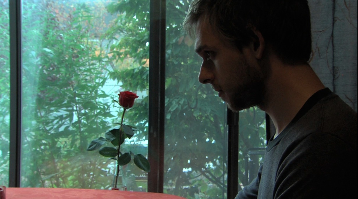 Jeremy Vincent Coman in a set still from short film Press Play (2012)